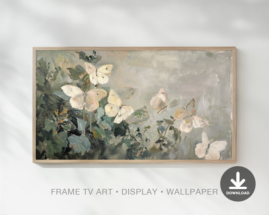 Vintage Neutral Butterflies Frame TV Art, Wallpaper