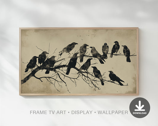 Crows on Branches Halloween Frame TV Art, Wallpaper