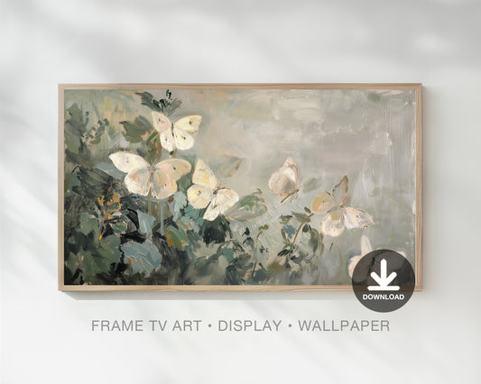 Vintage Neutral Butterflies Frame TV Art, Wallpaper