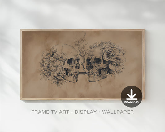 Smoking Skulls Vintage Halloween Frame TV Art, Wallpaper