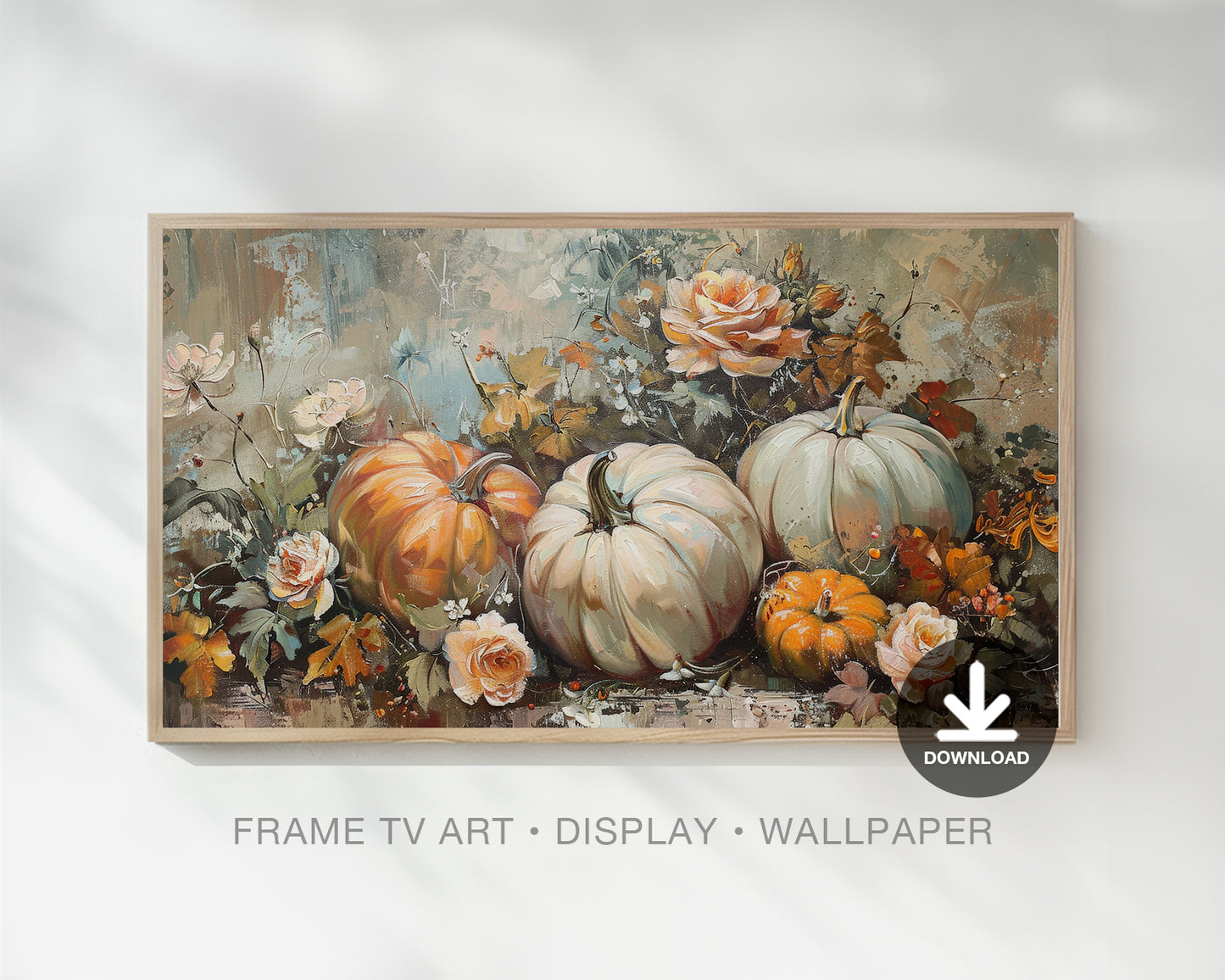 Pumpkin Boho Flowers Frame TV Art, Wallpaper