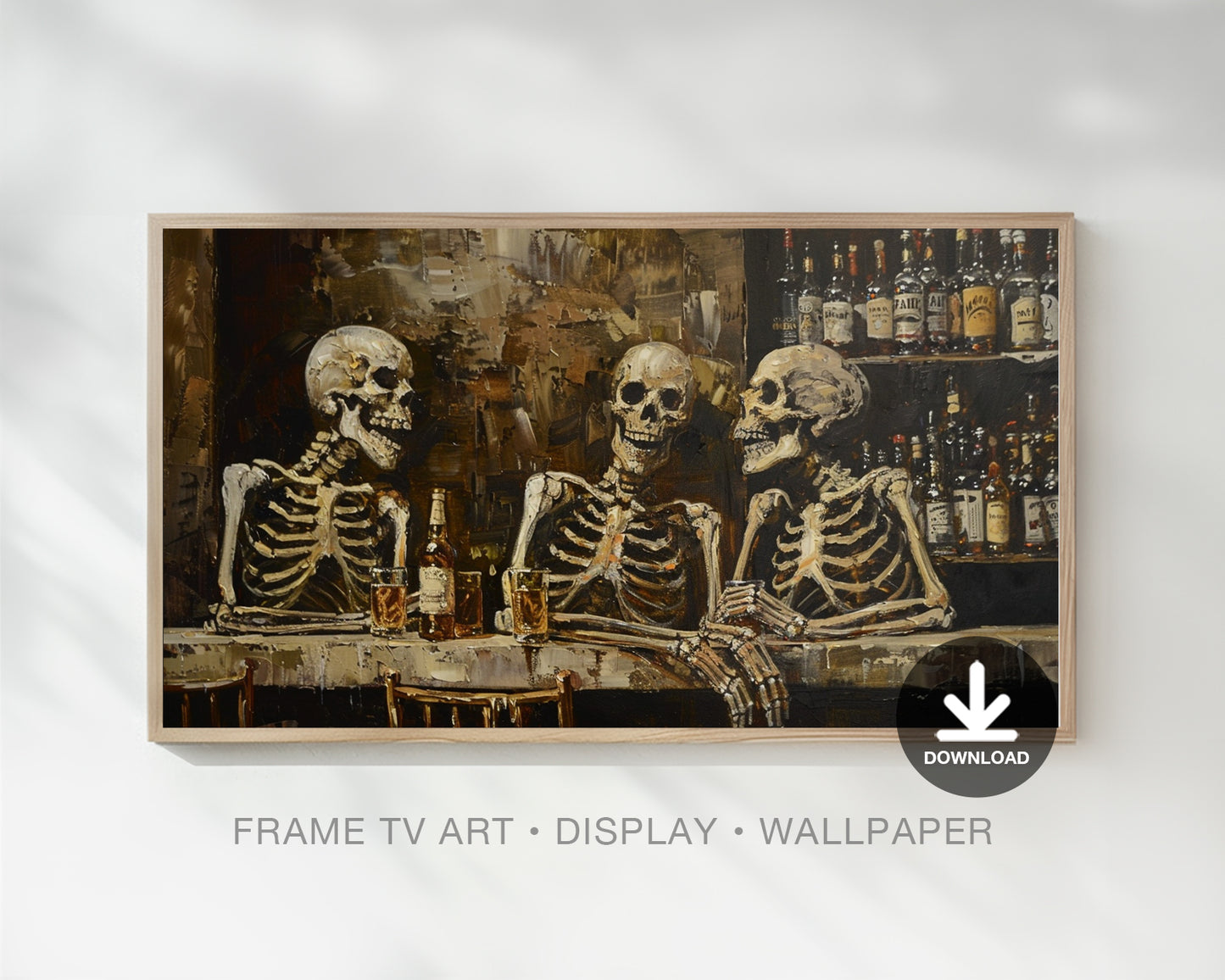 Skeleton Happy Hour Halloween Frame TV Art, Wallpaper