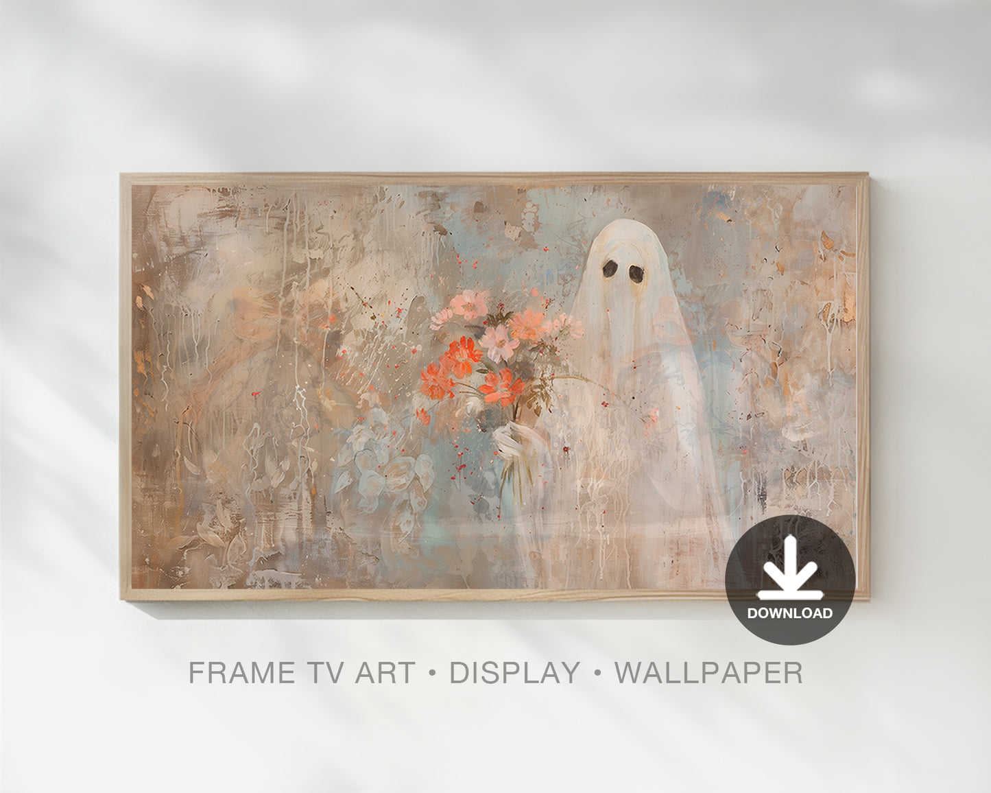 Ghost & Flowers Halloween Frame TV Art Wallpaper