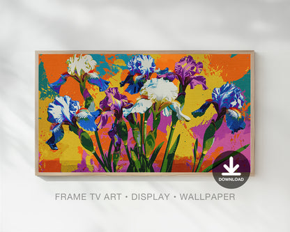 Abstract Iris Flowers Digital Painting Frame TV Art