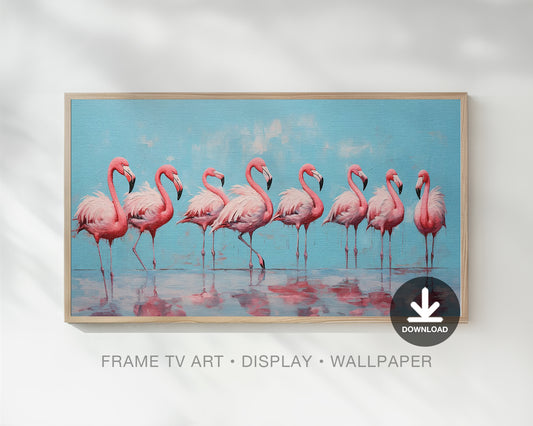 Flamingos Digital Painting Frame TV Art