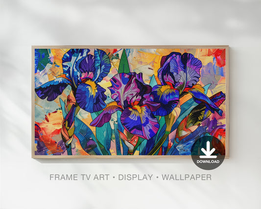 Abstract Iris Flowers Digital Painting Frame TV Art