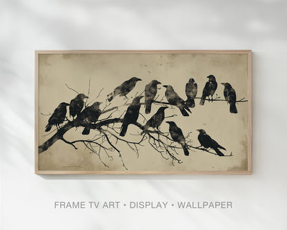 Crows on Branches Halloween Frame TV Art, Wallpaper