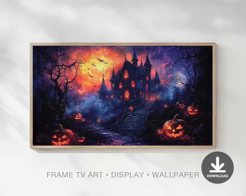 Halloween Haunted House Painting Frame TV Art, Wallpaper