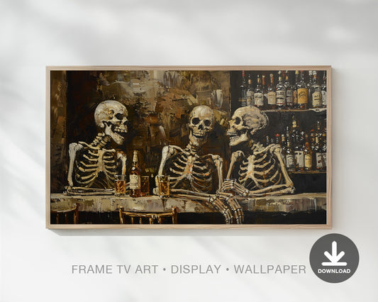 Skeleton Happy Hour Halloween Frame TV Art, Wallpaper