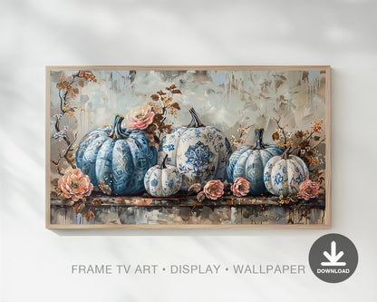 Chinoiserie Pumpkins Floral Vintage Painting Frame TV Art, Wallpaper