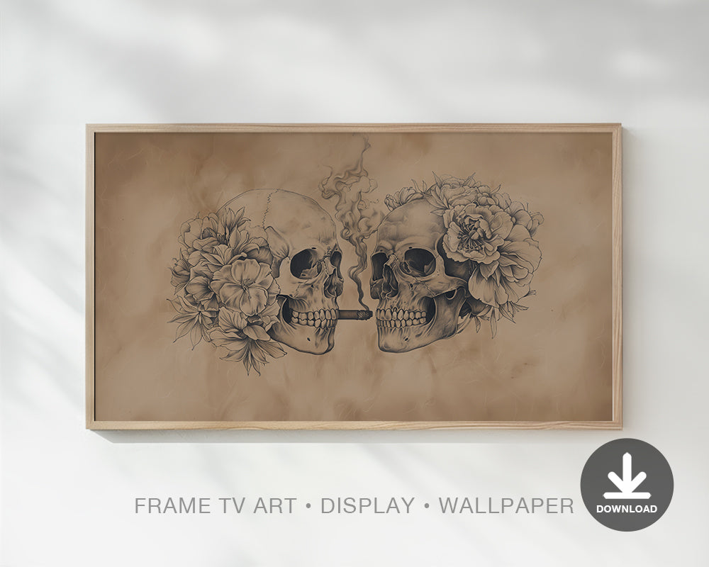 Smoking Skulls Vintage Halloween Frame TV Art, Wallpaper