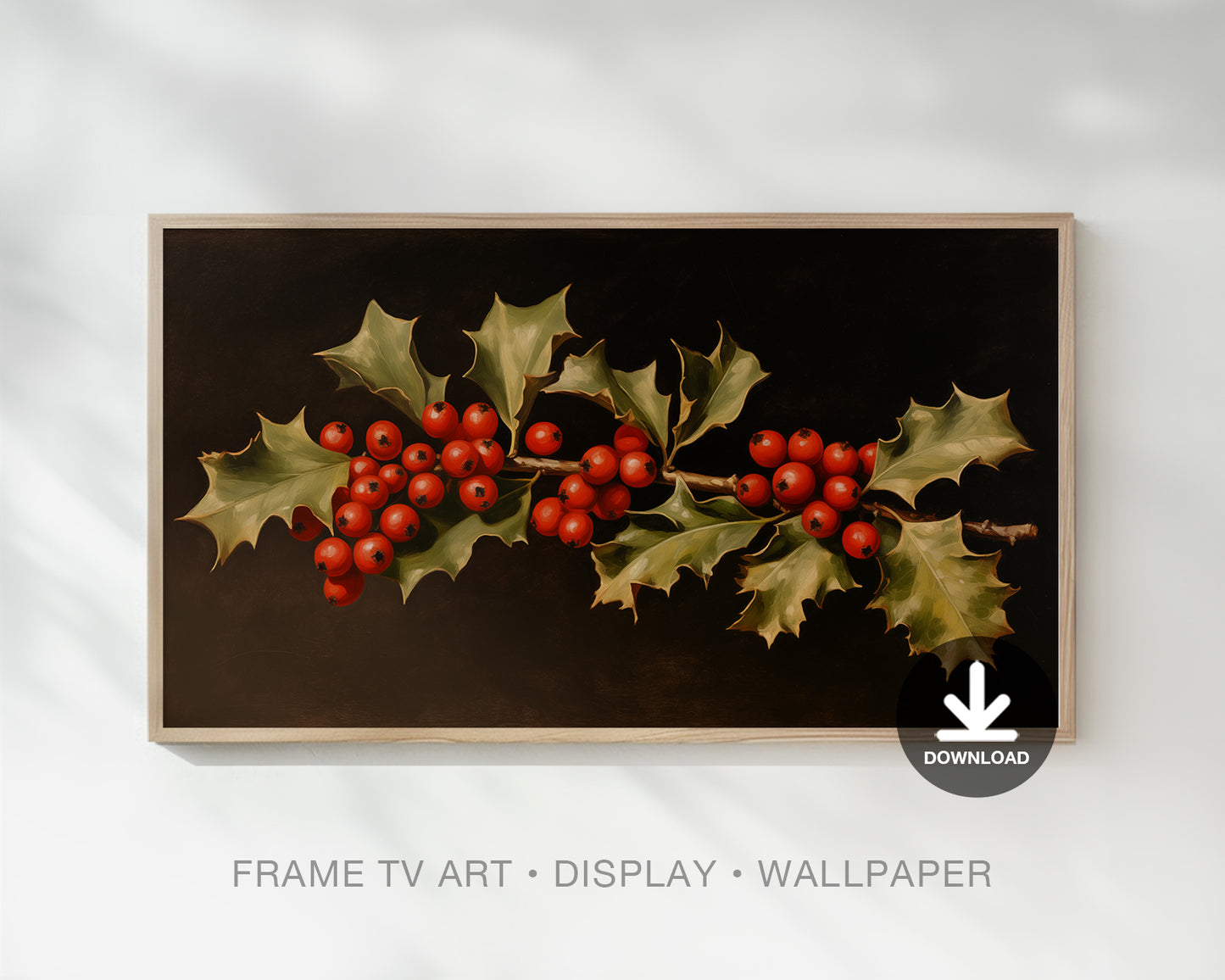 Red Holly Berry Christmas Frame Tv Art, Wallpaper