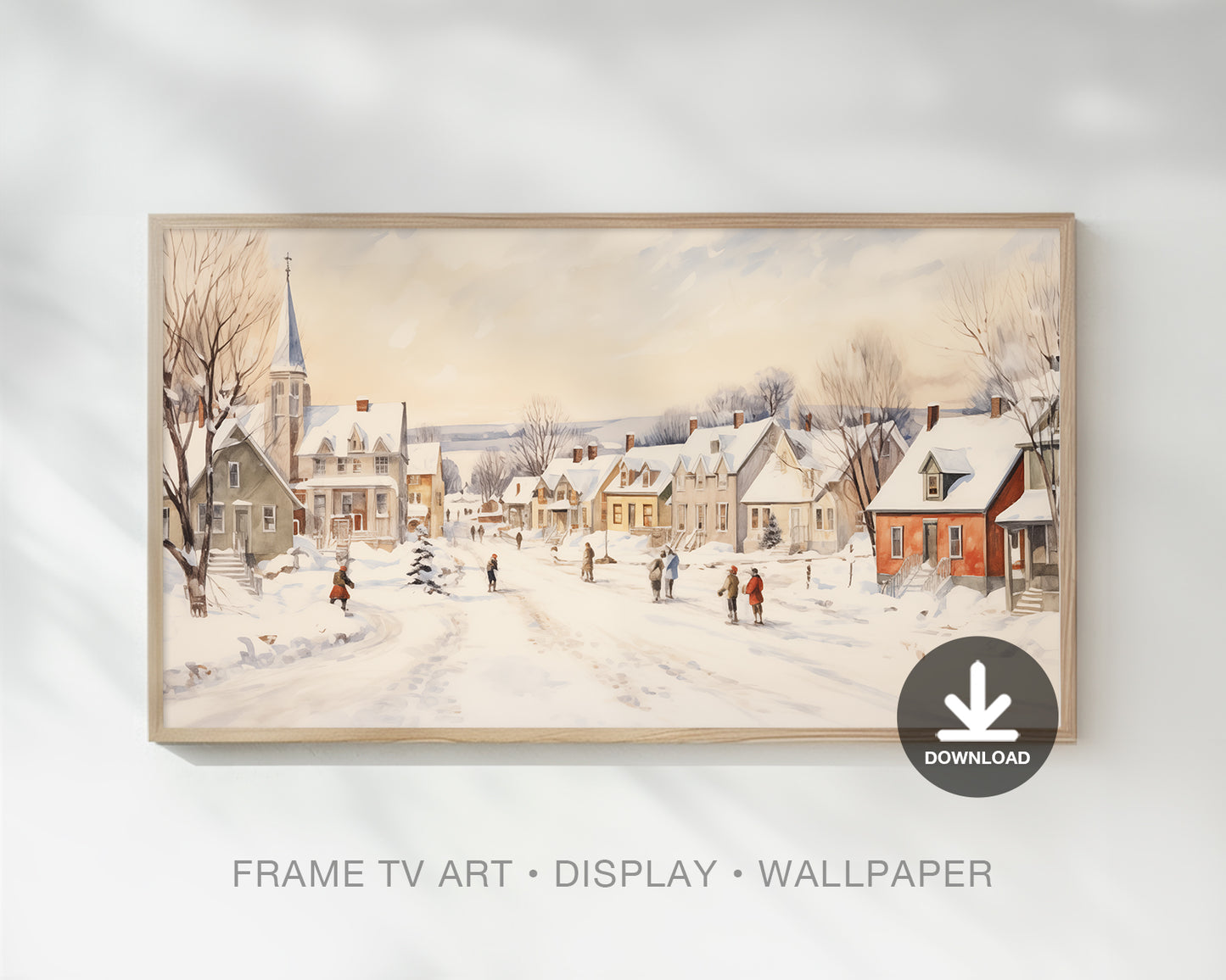 Winter Village Christmas Frame Tv Art, Christmas Decor Wallpaper