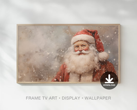 Vintage Santa Portrait Christmas Frame Tv Art, Wallpaper