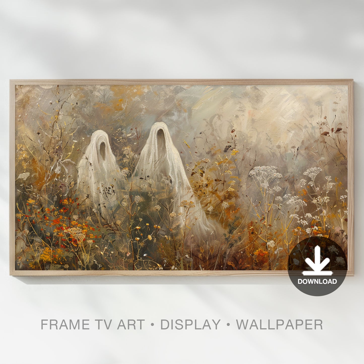 Ghost Lovers in Wildflower Meadow Impressionistic Frame TV Art, Wallpaper