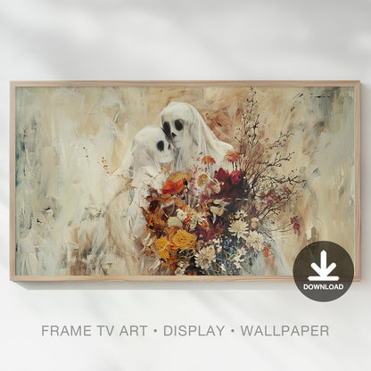 Impressionistic Skeleton Ghost Lovers Frame TV Art, Wallpaper