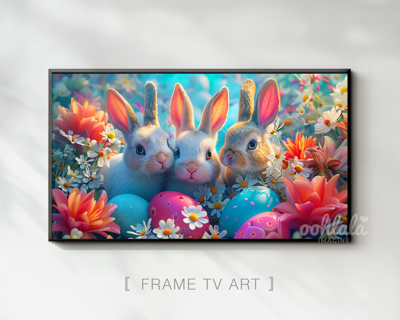 Easter Bunnies Flowers Frame TV Art Wallpaper – XY ELEMENT
