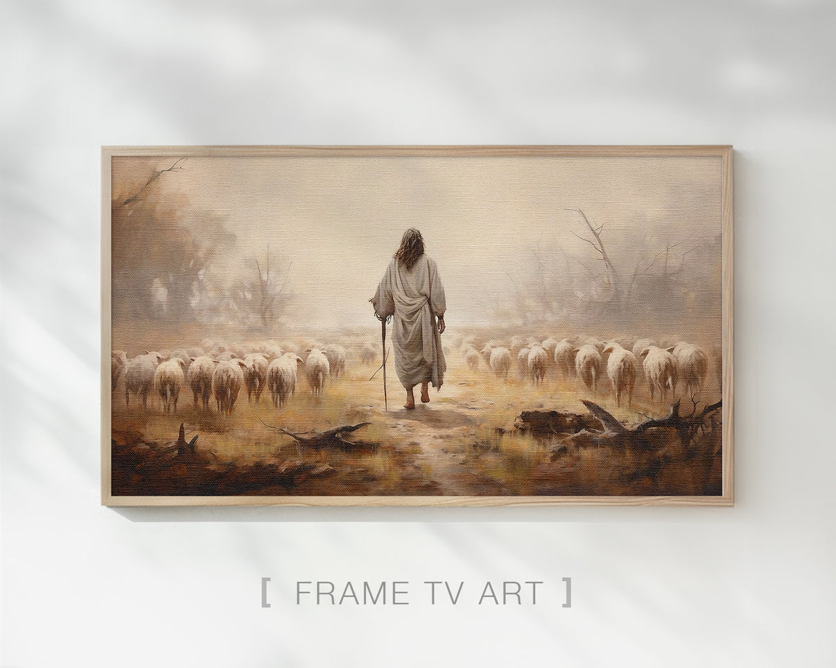 Shepherd Of Sheep Christian Frame TV Art Painting Wallpaper – XY ELEMENT