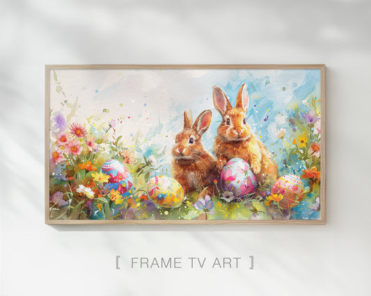 Easter Decor Cute Bunny Easter Egg Frame TV Art Wallpaper
