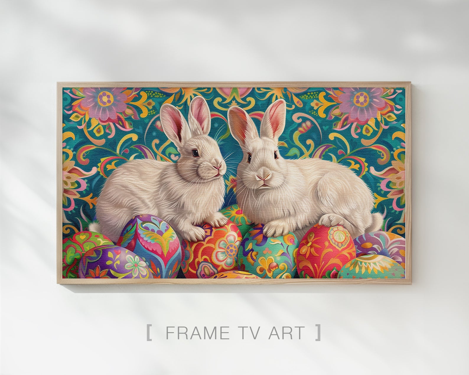 Artistic Easter Bunny and Egg Frame TV Wallpaper for Easter Decor – XY ...