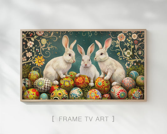 Easter Bunny Egg Artistic Frame TV Wallpaper for Easter Decor