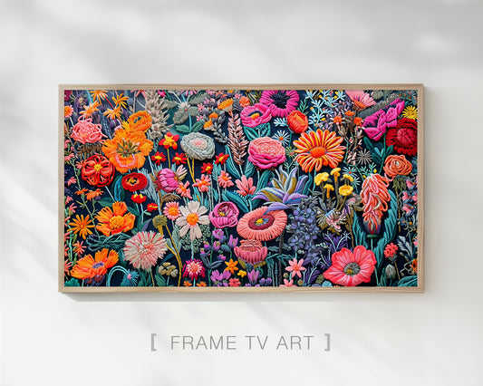 Wildflowers Embroidery Frame TV Art, Wallpaper