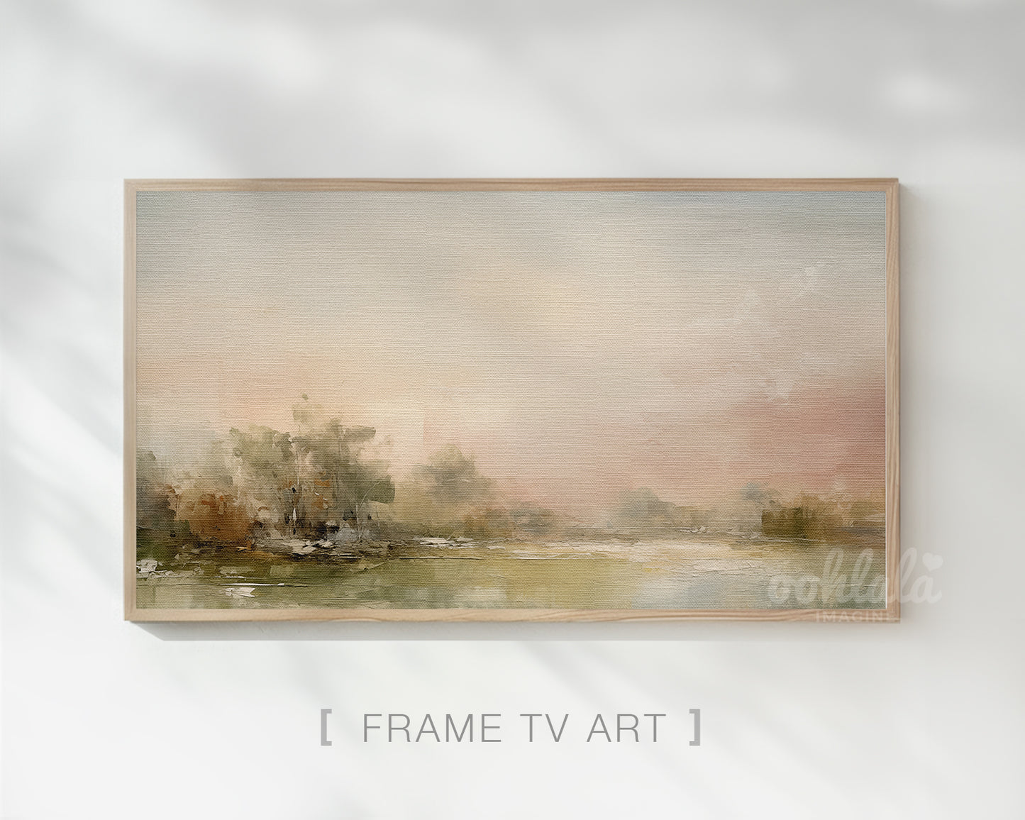 Vintage Landscape Painting Frame TV Art, Abstract Muted Scenery