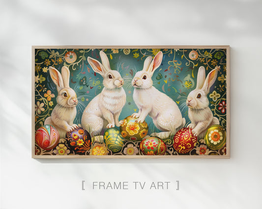 Artistic Easter Bunny Easter Egg Frame TV Wallpaper for Easter Decor