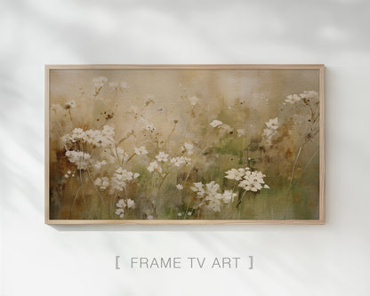 Rustic Flowers Spring Frame TV Art, Vintage Wildflowers Wallpaper