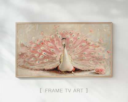 Pink Peacock Painting Frame TV Art, Wallpaper