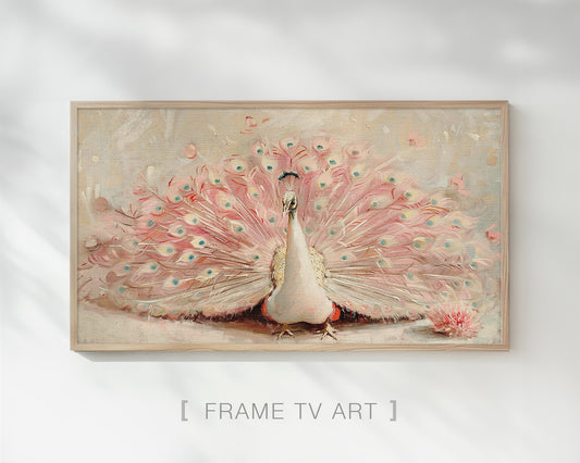 Pink Peacock Painting Frame TV Art, Wallpaper
