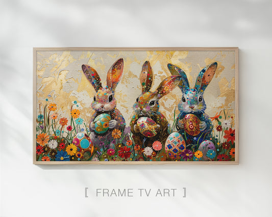 Artistic Easter Bunny and Easter Egg Frame TV Art Wallpaper