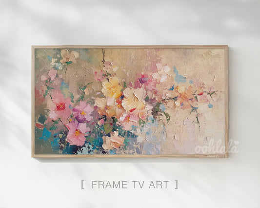 Abstract Flowers Vintage Frame TV Art, Wallpaper