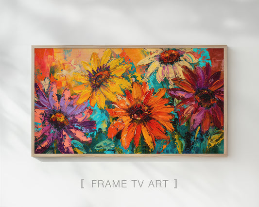 Stunning Flowers Painting Frame TV Art Wallpaper