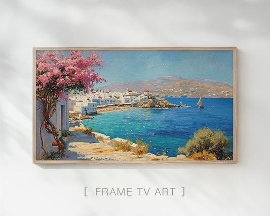 Greece Landscape Painting Frame TV Art Wallpaper