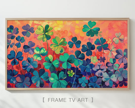 Abstract Shamrocks Clovers Painting Frame TV Art Wallpaper