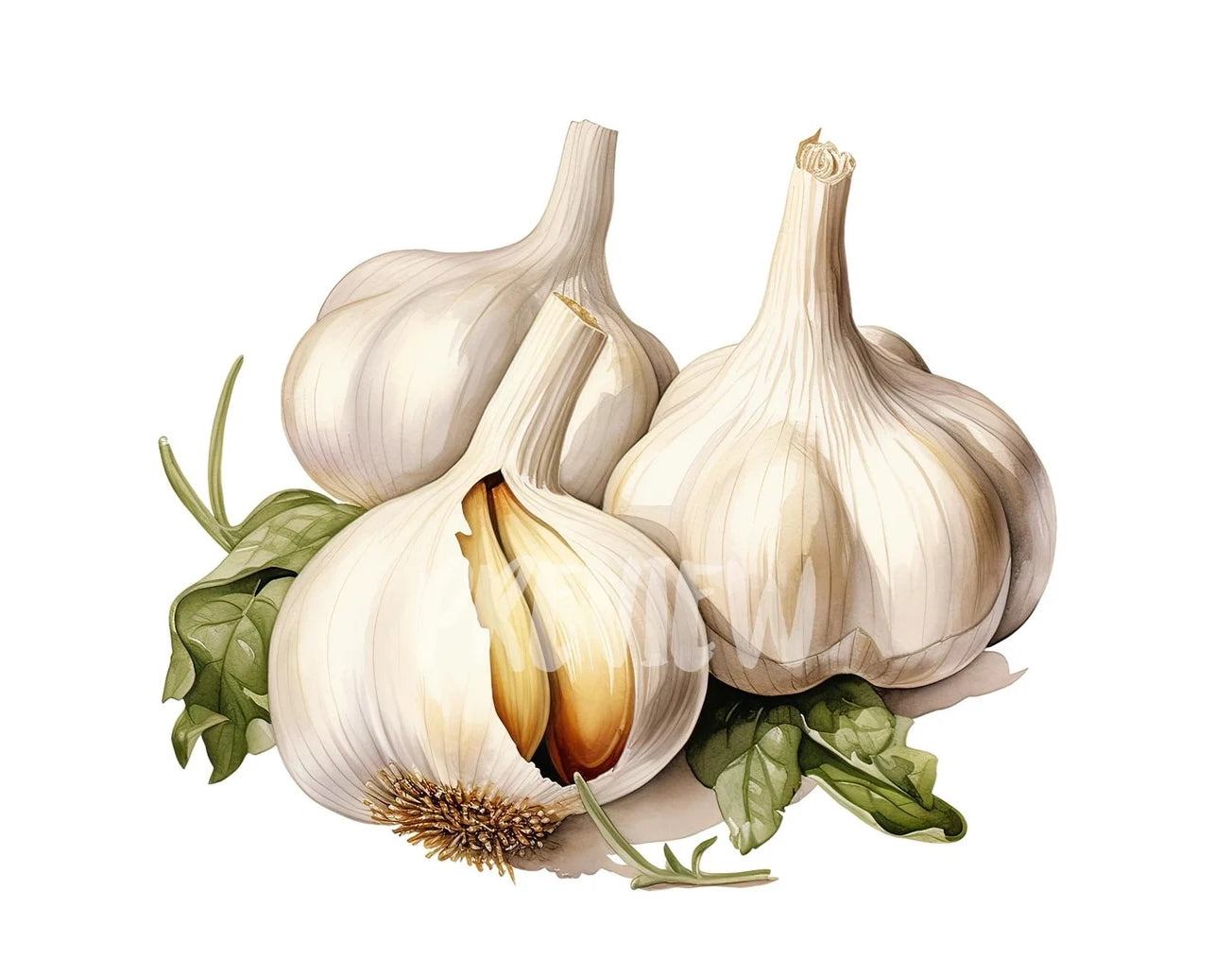 Watercolor Garlic Clipart