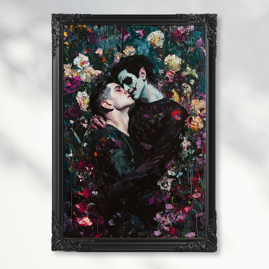 Vampire Love Gothic Poster Gay Art for Dark Romance Halloween Decor