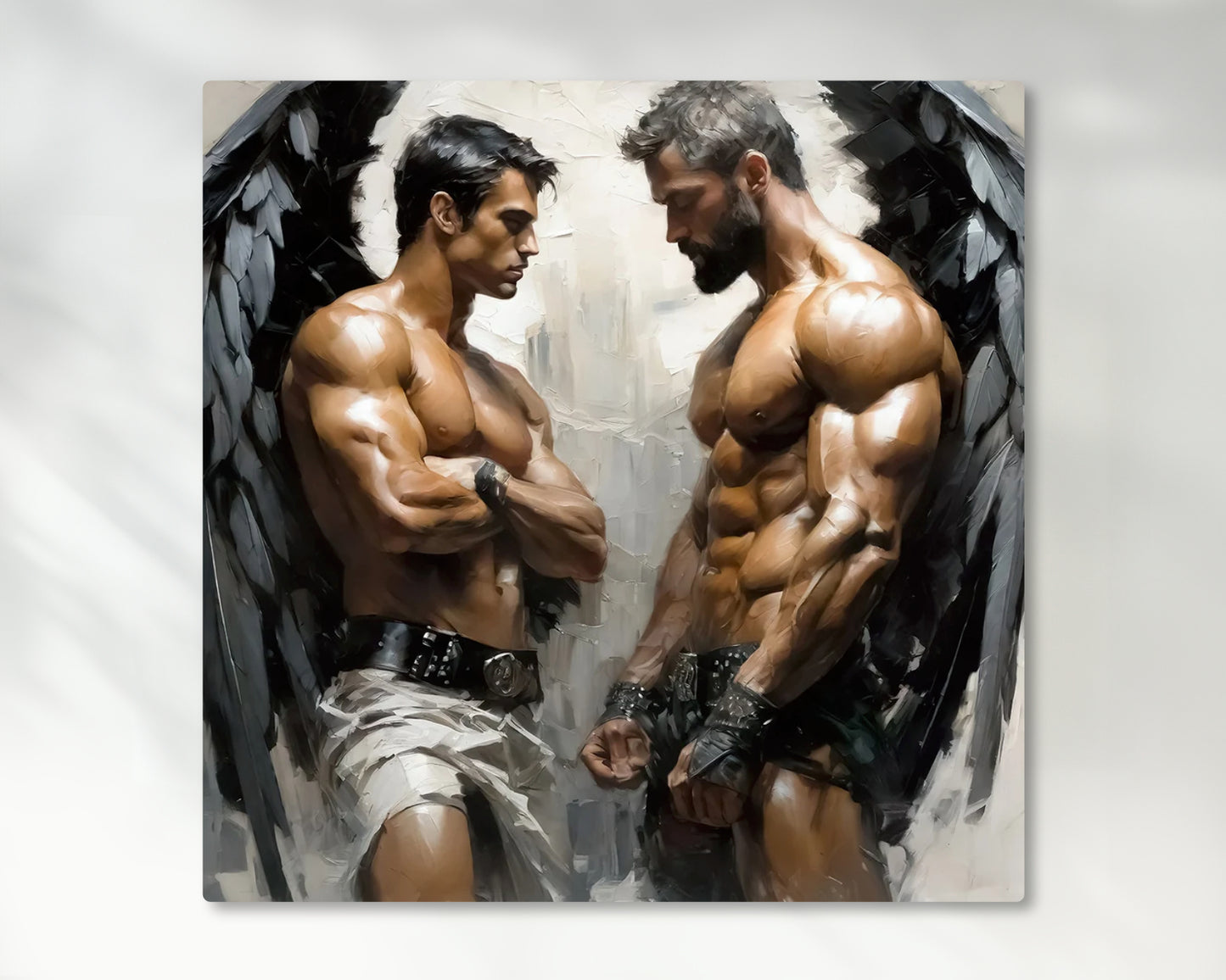 Male Angels Muscle Male Couple Figures - Canvas Wall Art