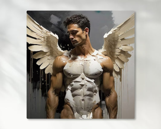 Male Angel Muscle Angelic Man Figure - Canvas Wall Art