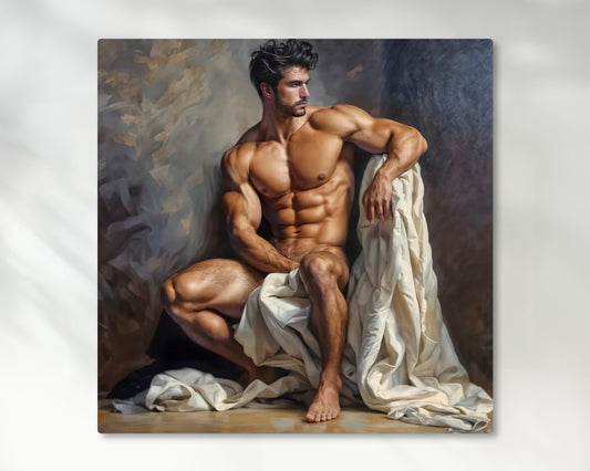 Classical Masculine Elegance, Digital Painting Art Print - Matte Canvas Wall Art