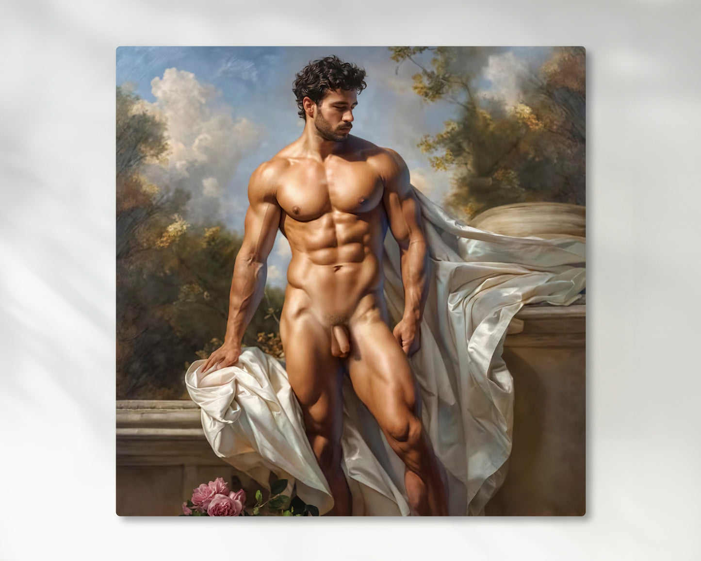 Elegant Muscular Male Figure Muscle Man Digital Print - Matte Canvas Wall Art