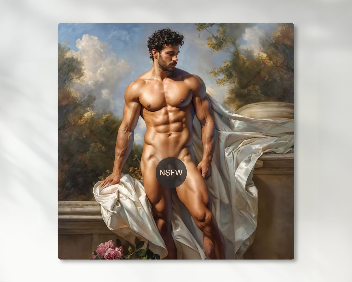 Elegant Muscular Male Figure Muscle Man Digital Print - Matte Canvas Wall Art