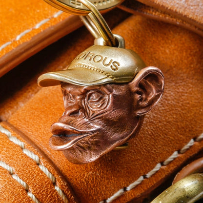 Monkey Orangutan in Baseball Cap Pendant Keychain