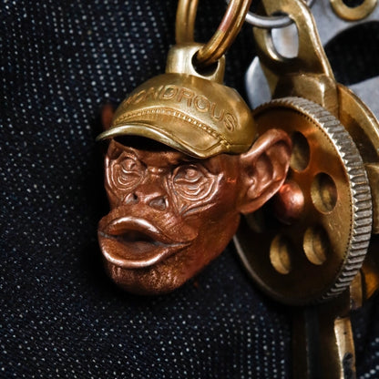 Monkey Orangutan in Baseball Cap Pendant Keychain