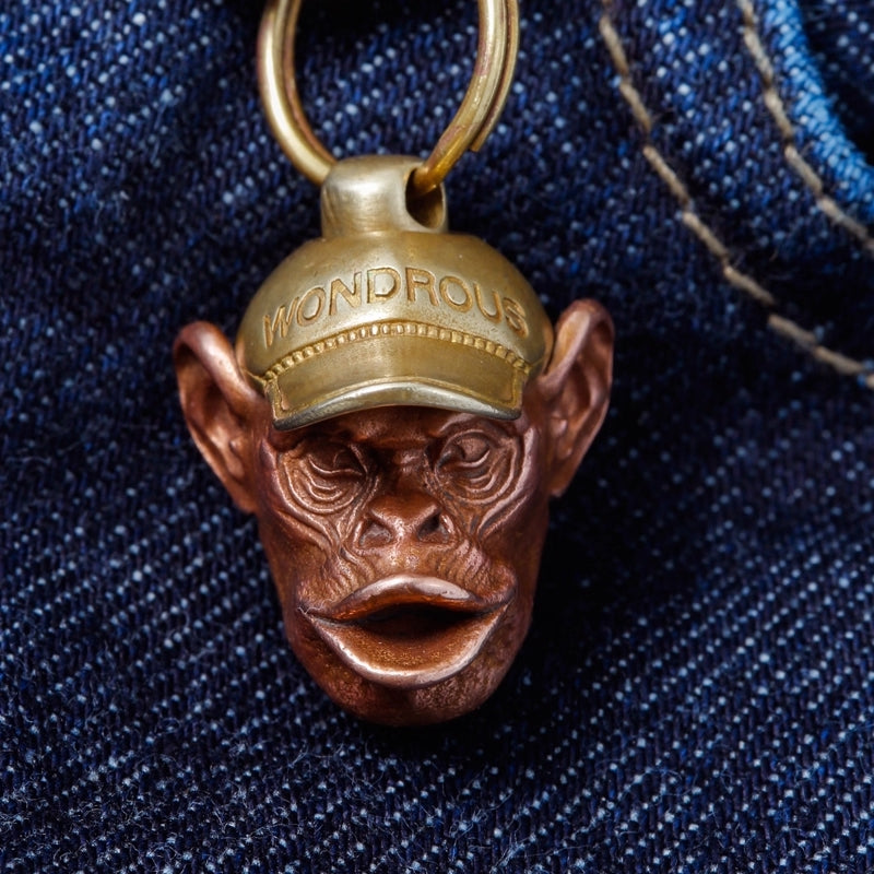 Monkey Orangutan in Baseball Cap Pendant Keychain