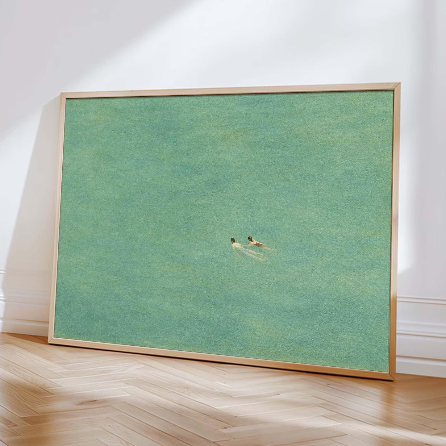 Green Abstract Swimming Art Print Poster