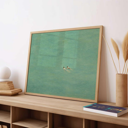 Green Abstract Swimming Art Print Poster
