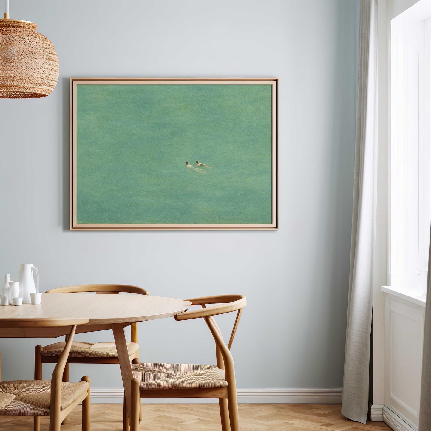 Green Abstract Swimming Art Print Poster