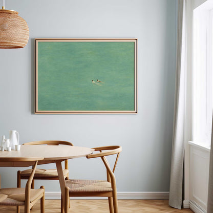 Green Abstract Swimming Art Print Poster